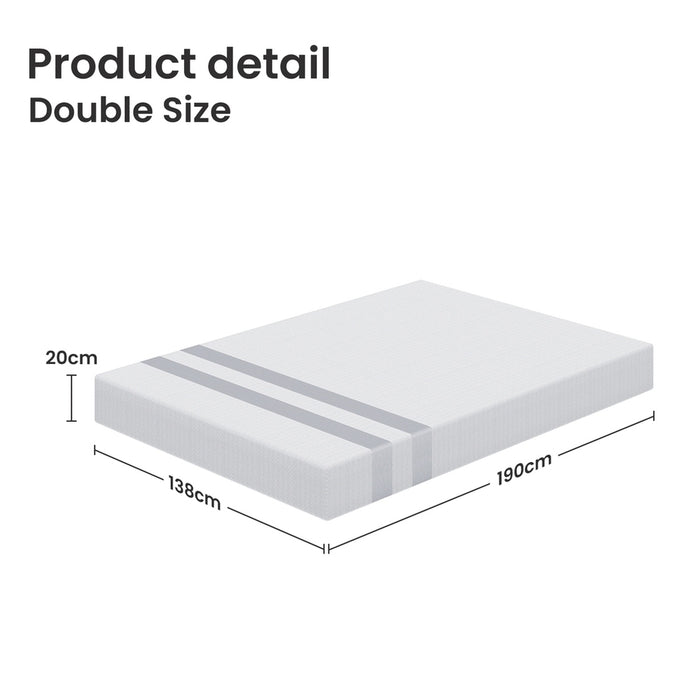 Double Memory Foam Mattress 20Cm Cooling Gel Foam Mattress In A Box Medium Soft Feel