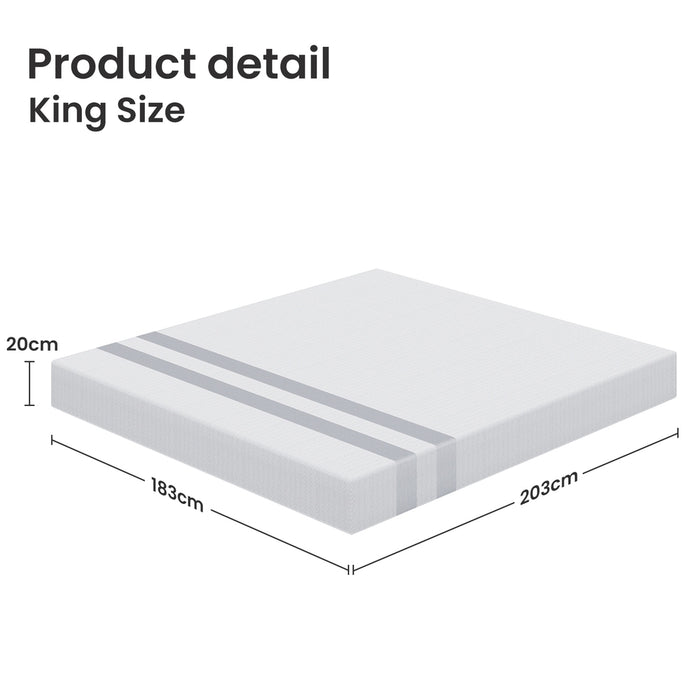 King Memory Foam Mattress 20Cm Cooling Gel Foam Mattress In A Box Medium Soft Feel