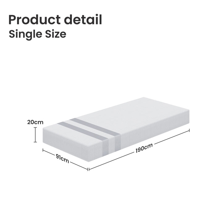 Single Memory Foam Mattress 20Cm Cooling Gel Foam Mattress In A Box Medium Soft Feel
