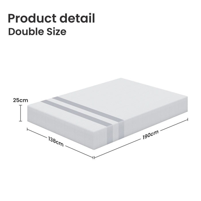 Double Memory Foam Mattress 25Cm Cooling Gel Foam Mattress In A Box Medium Feel