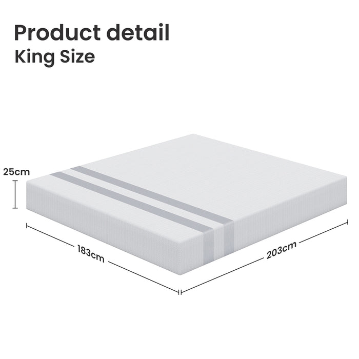 King Memory Foam Mattress 25Cm Cooling Gel Foam Mattress In A Box Medium Feel