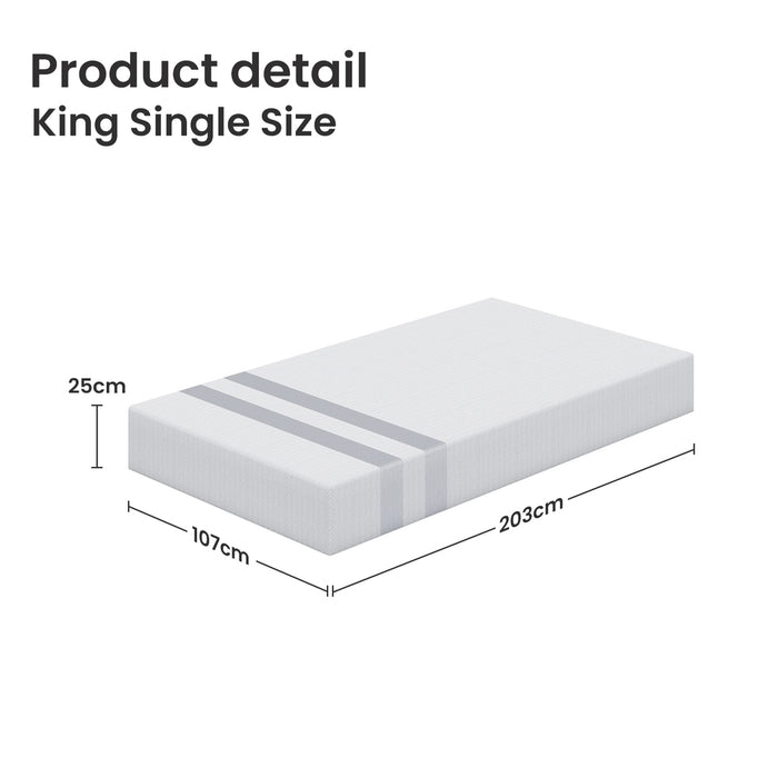 King Single Memory Foam Mattress 25Cm Cooling Gel Foam Mattress In A Box Medium Feel