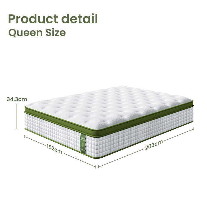 Queen Mattress 34Cm Medium- Hybrid Mattress For Pressure Relief Motion Isolation