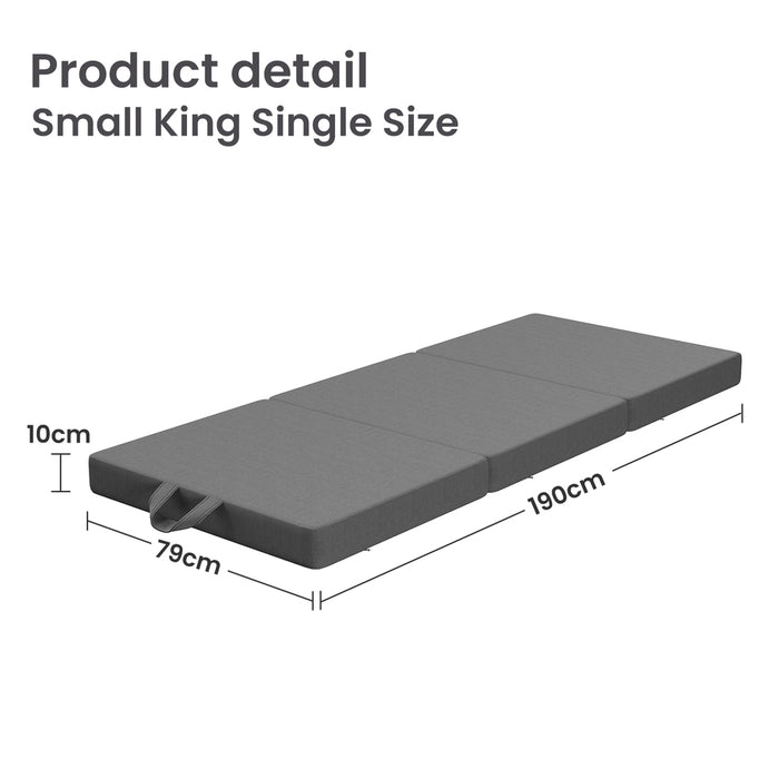 Folding Mattress Small King Single Trifold Mattress Firm Support Foam Washable Cover 10Cm