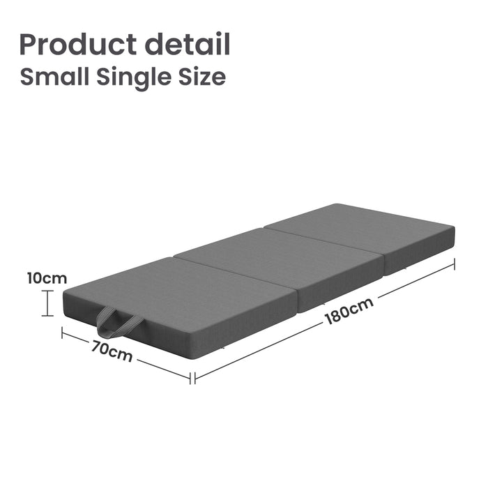 Folding Mattress Small Single Trifold Mattress With Firm Support Foam Washable Cover 10Cm