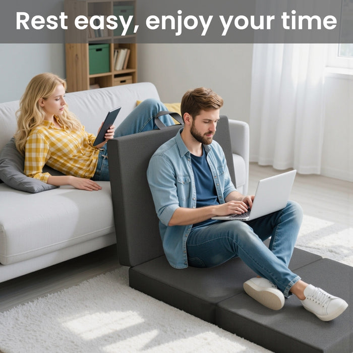 Folding Mattress Small Single Trifold Mattress With Firm Support Foam Washable Cover 10Cm