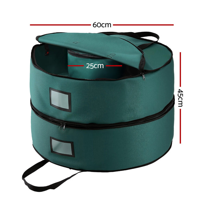 Christmas Garland Wreath Storage Bag 2-Tier Ornaments Holder 60cm