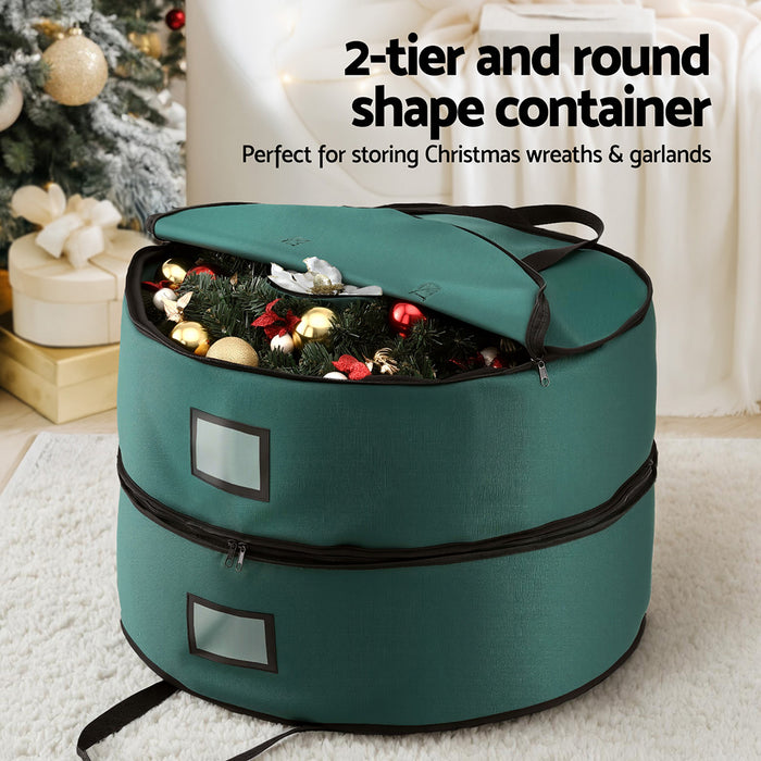 Christmas Garland Wreath Storage Bag 2-Tier Ornaments Holder 60cm
