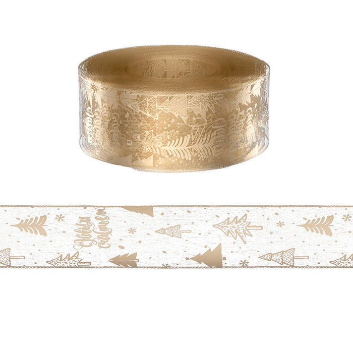 20M Christmas Ribbon Roll Bow Printed Xmas Tree Decor Gift Gold