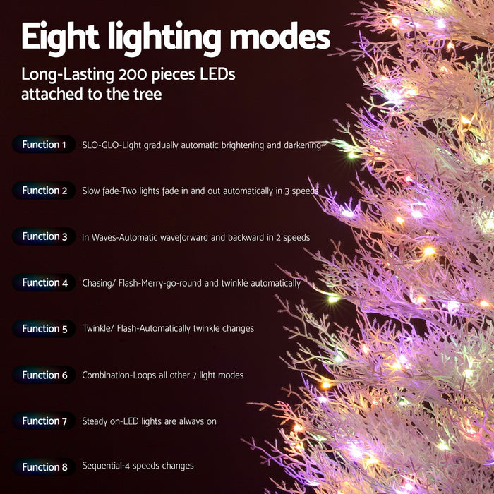 1.8M Led Christmas Tree 8 Modes Adjustable Multi Color Light Snowy