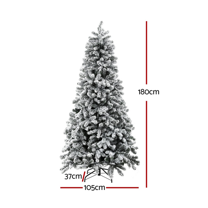 Christmas Tree 1.8M Snow Flocked Led Xmas Decoration 8 Light Modes