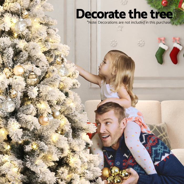 Christmas Tree 2.1M Snow Flocked Led Xmas Decoration 8 Light Modes