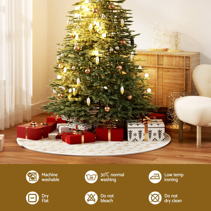Christmas Tree Skirt 90Cm Snowflake Ornaments Xmas Decorations