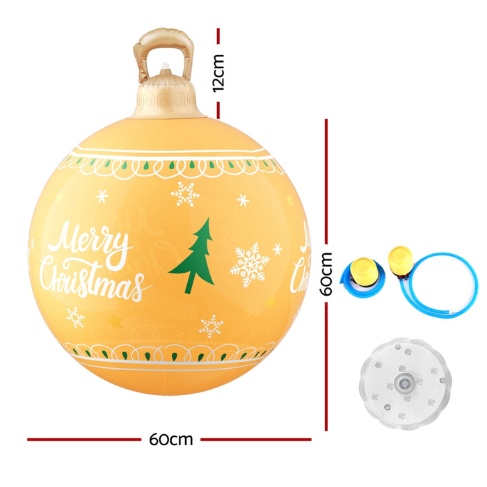 Christmas Inflatable Ball Led 60Cm Decoration Giant Bauble Gold