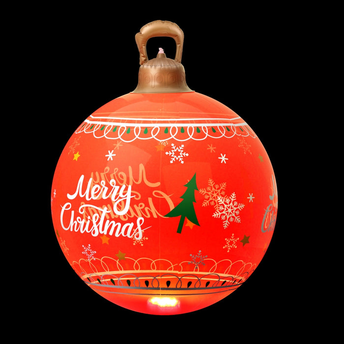 Christmas Inflatable Ball Led 60Cm Decoration Giant Bauble Red