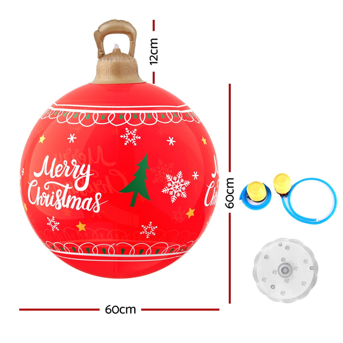 Christmas Inflatable Ball Led 60Cm Decoration Giant Bauble Red