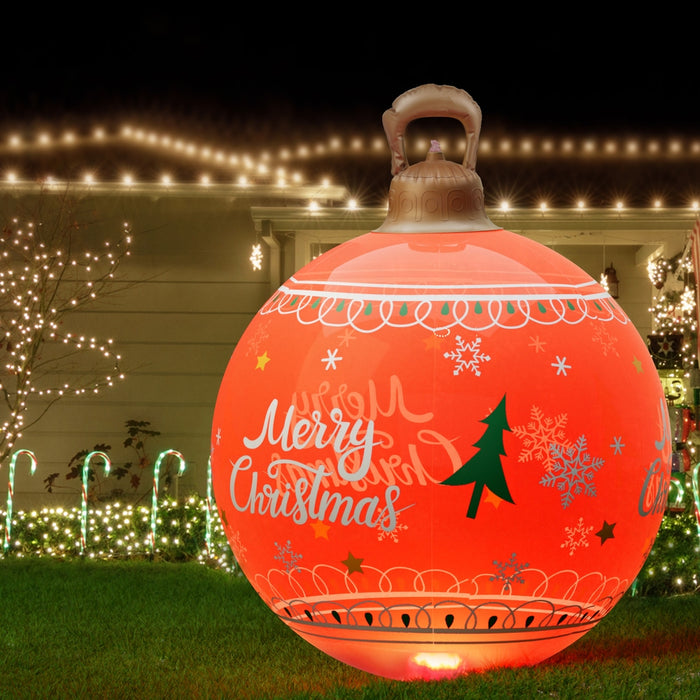 Christmas Inflatable Ball Led 60Cm Decoration Giant Bauble Red