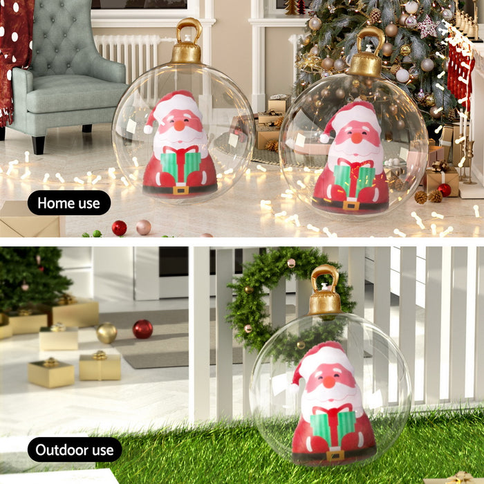 Christmas Inflatable Ball 60Cm Santa Decoration Giant Bauble Clear