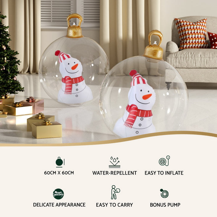 Christmas Inflatable Ball 60Cm Snowman Decoration Giant Bauble