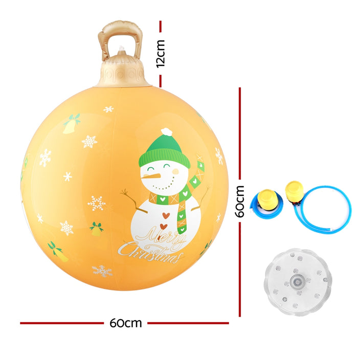 Christmas Inflatable Ball Led 60Cm Snowman Decoration Bauble Gold