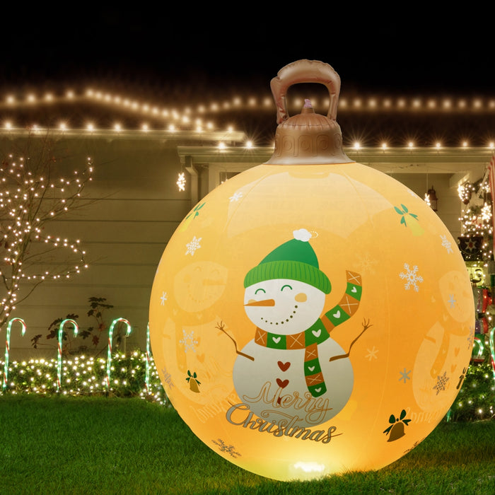 Christmas Inflatable Ball Led 60Cm Snowman Decoration Bauble Gold