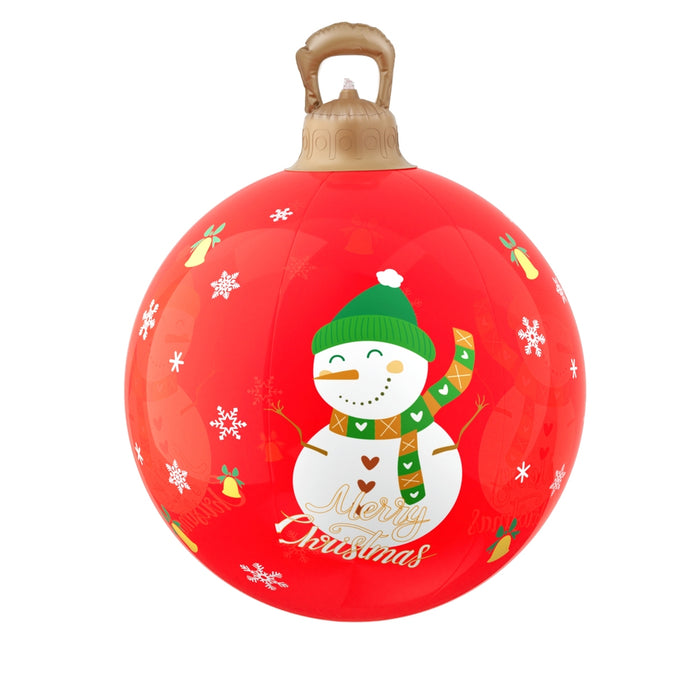 Christmas Inflatable Ball Led 60Cm Snowman Decoration Bauble Red