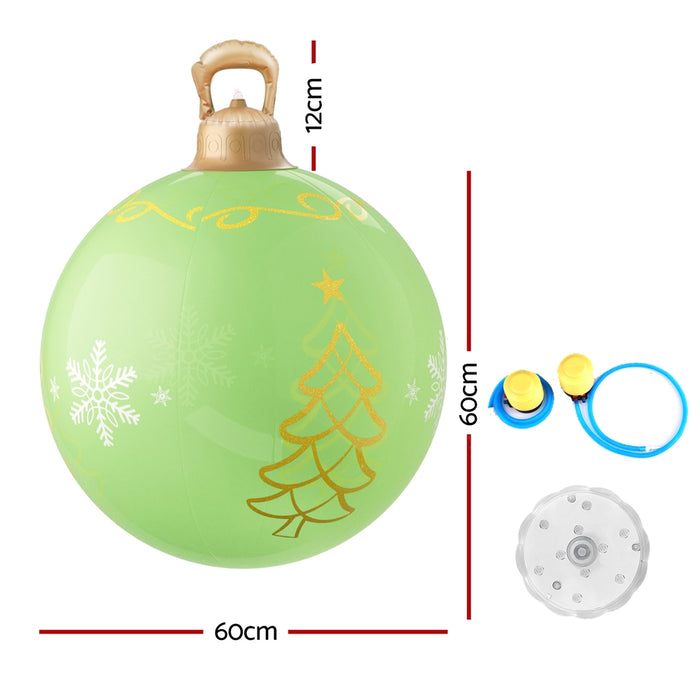 Christmas Inflatable Ball Led 60Cm Tree Decoration Bauble Green