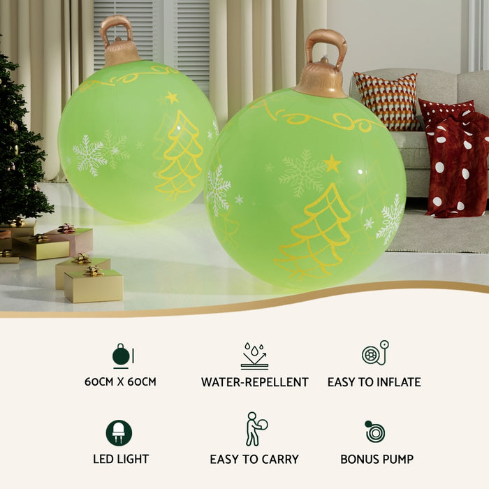 Christmas Inflatable Ball Led 60Cm Tree Decoration Bauble Green