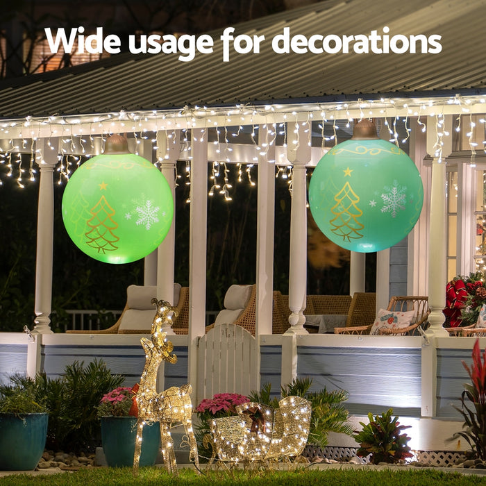 Christmas Inflatable Ball Led 60Cm Tree Decoration Bauble Green