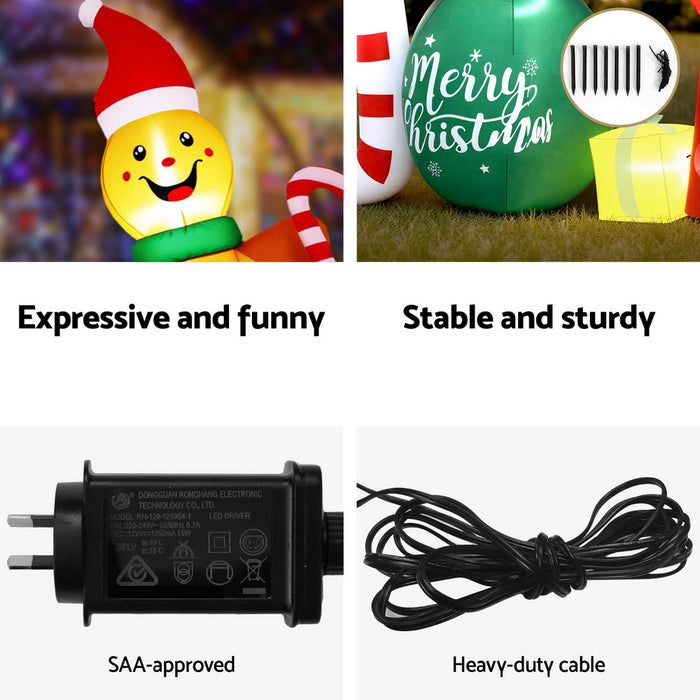 Christmas Inflatable Gingerman Joy 3M Long Outdoor Decorations Illuminated