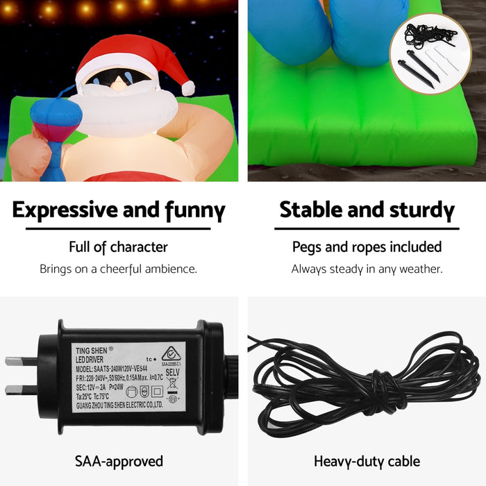 Christmas Inflatable Santa Bench 1.8M Led Illuminated Decorations