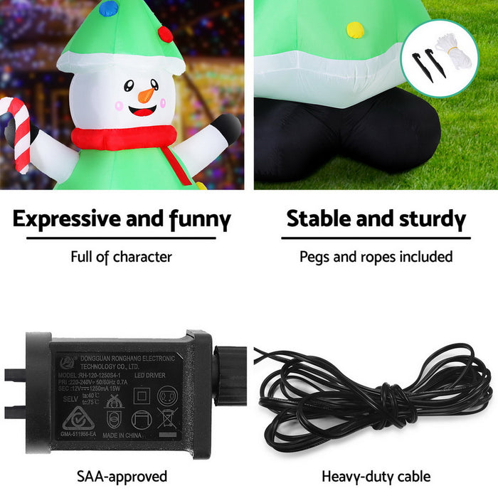 Christmas Inflatable Snowman Tree 2.75M Height Led Decorations Illuminated