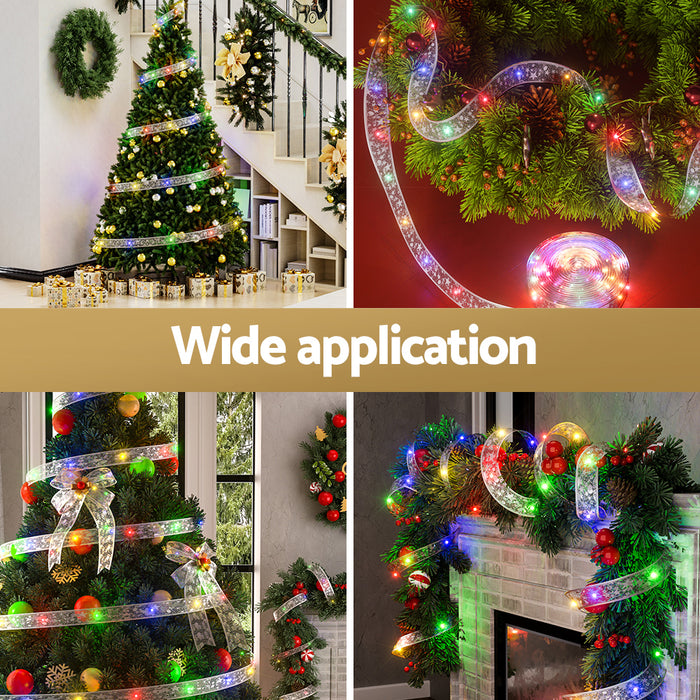 20M Christmas Lights Fairy Ribbon Light 200 Led Xmas Decor Coloured