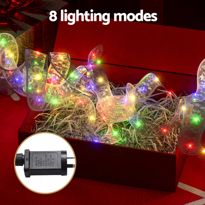 20M Christmas Lights Fairy Ribbon Light 200 Led Xmas Decor Coloured