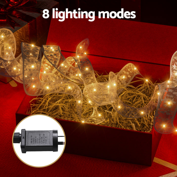 20M Christmas Lights Fairy Ribbon Light 200 Led Xmas Decor Warm