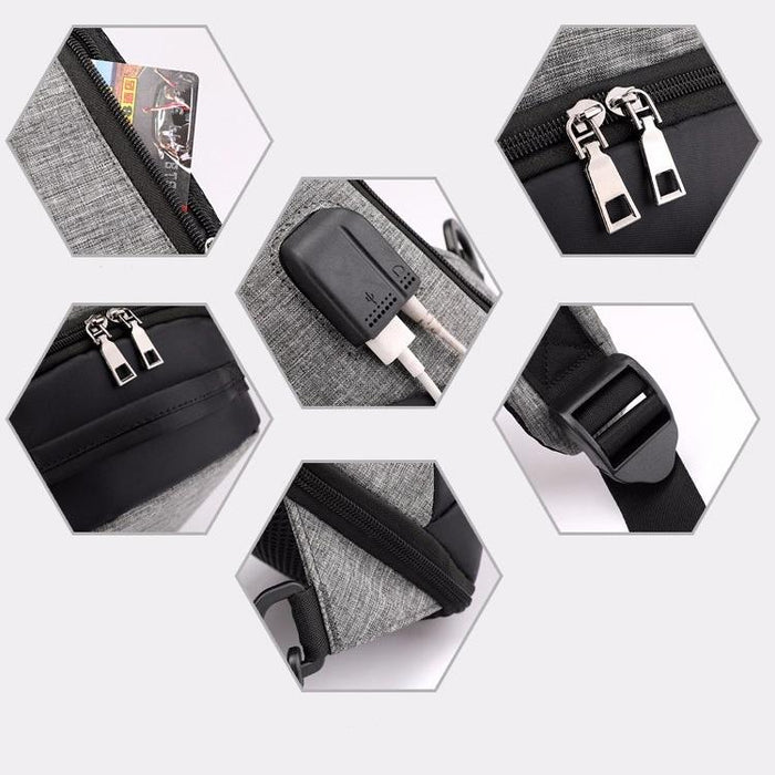 Versatile Oxford Shoulder Bag With Earphone & Usb