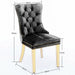 Aaden 2x Velvet Dining Chairs with Golden Metal Legs-black