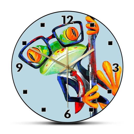Abstract Frog Wearing Sunglasses Funny Anime Wall Clock