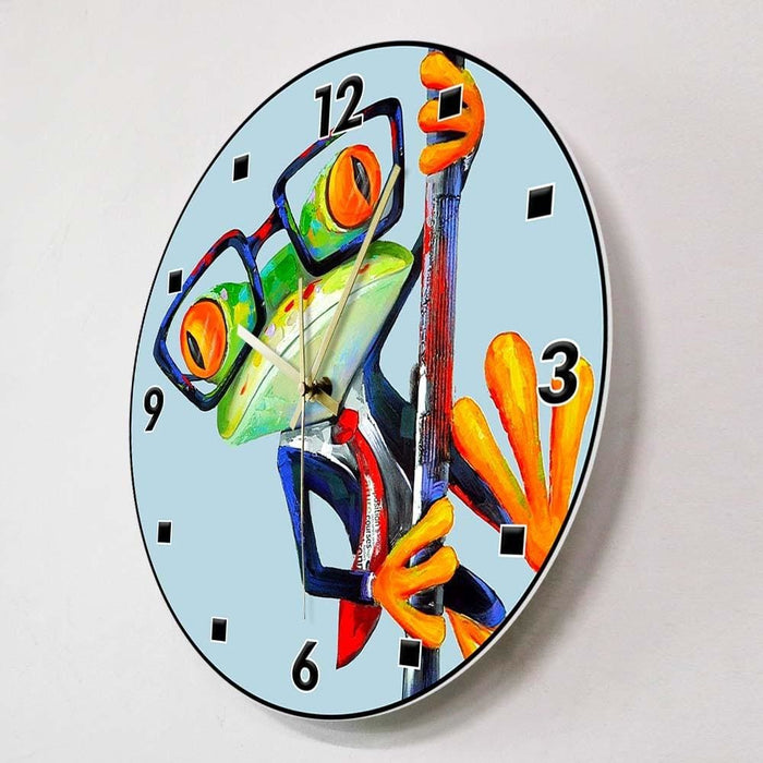 Abstract Frog Wearing Sunglasses Funny Anime Wall Clock