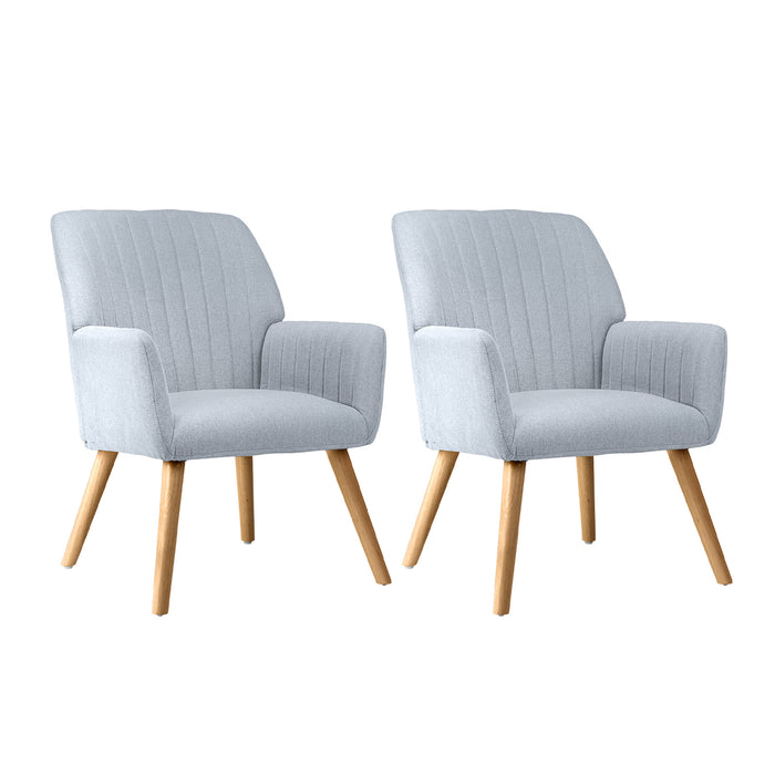 2X Armchair Lounge Sofa Chair Fabric Accent Chairs Couches Grey