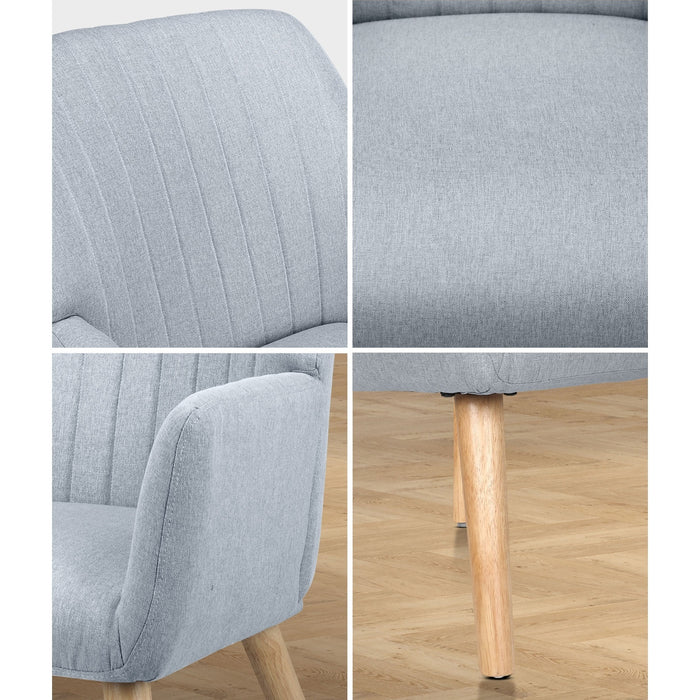 2X Armchair Lounge Sofa Chair Fabric Accent Chairs Couches Grey