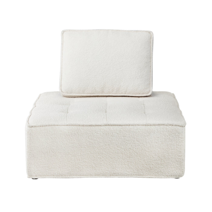 1 Pack Modular Sofa Lounge Chair Armless Tofu Back Sherpa Fabric White