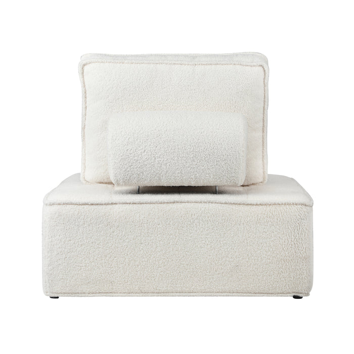 1 Pack Modular Sofa Lounge Chair Armless Tofu Back Sherpa Fabric White