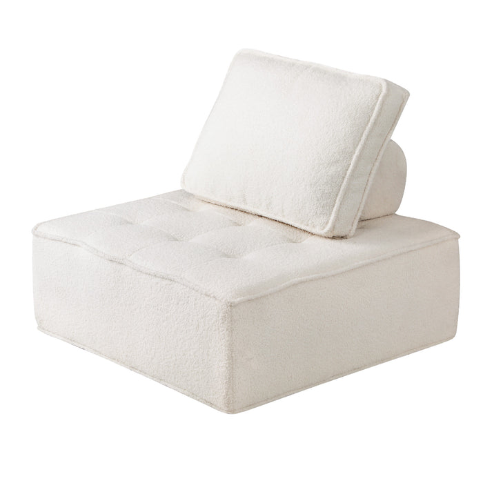 1 Pack Modular Sofa Lounge Chair Armless Tofu Back Sherpa Fabric White