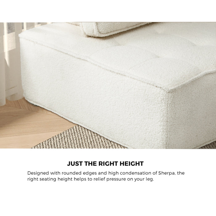 2 Pack Modular Sofa Lounge Chair Armless Tofu Back Sherpa Fabric White