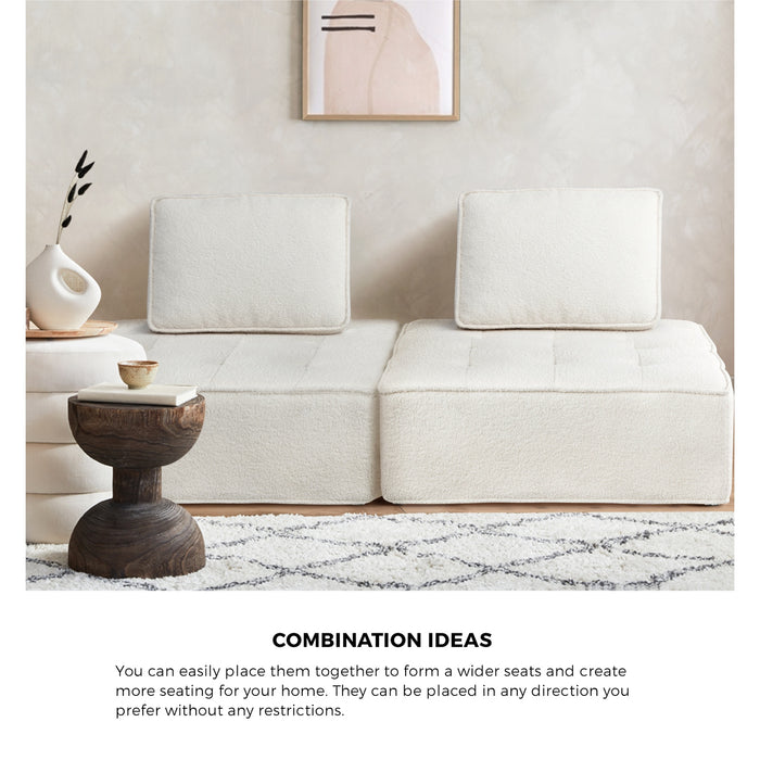 4 Pack Modular Sofa Lounge Chair Armless Tofu Back Sherpa fabric White