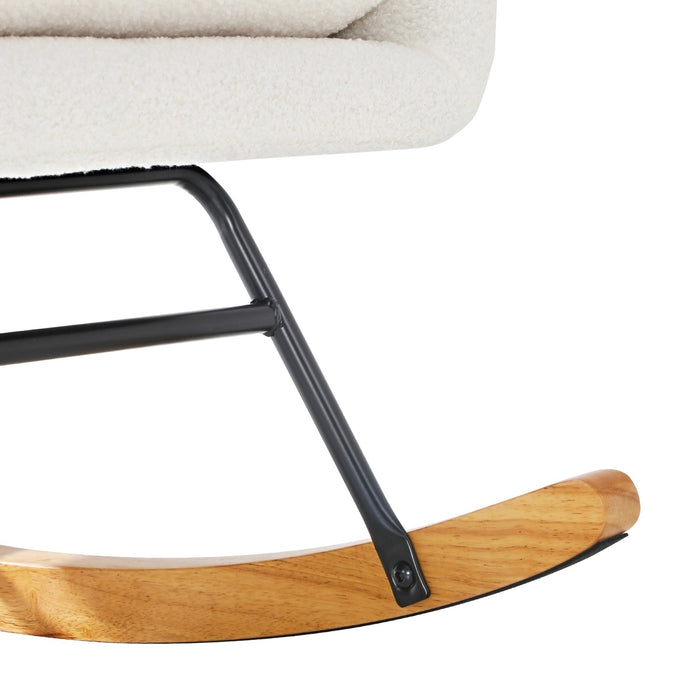 2X Rocking Chair Nursing Armchair Sherpa Chairs With 2 Pillow White