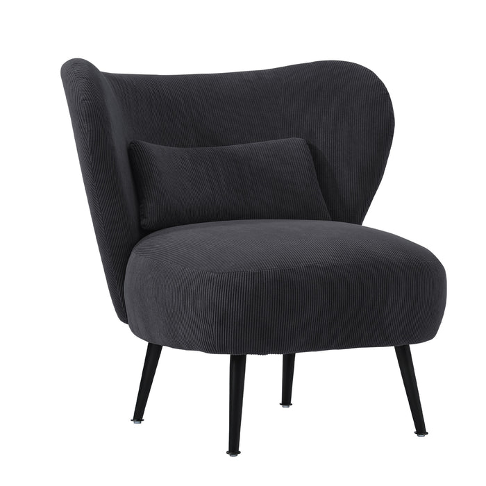 Armchair Lounge Chair With Lumbar Pillow Wingback Velvet Charcoal