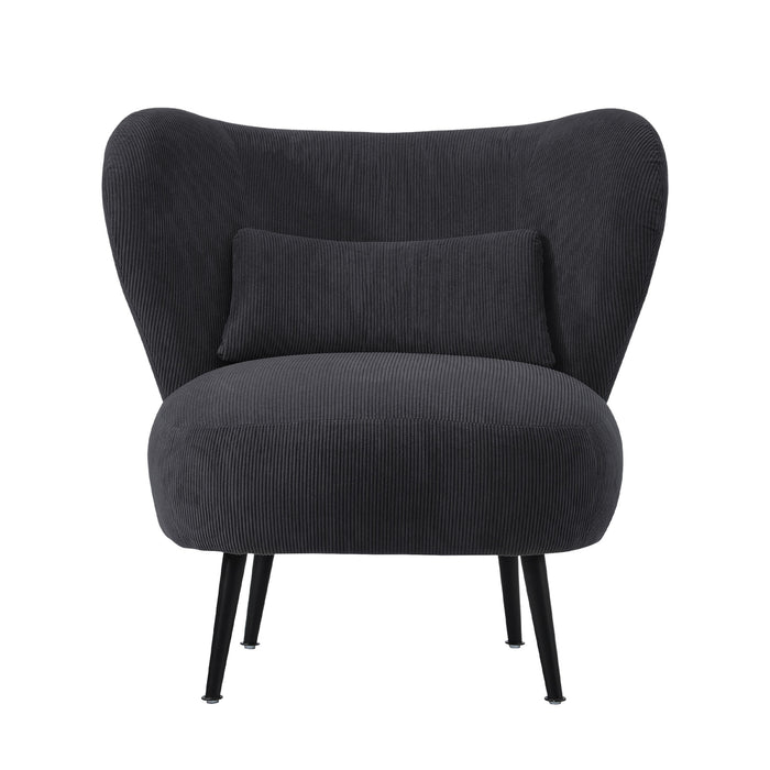 Armchair Lounge Chair With Lumbar Pillow Wingback Velvet Charcoal