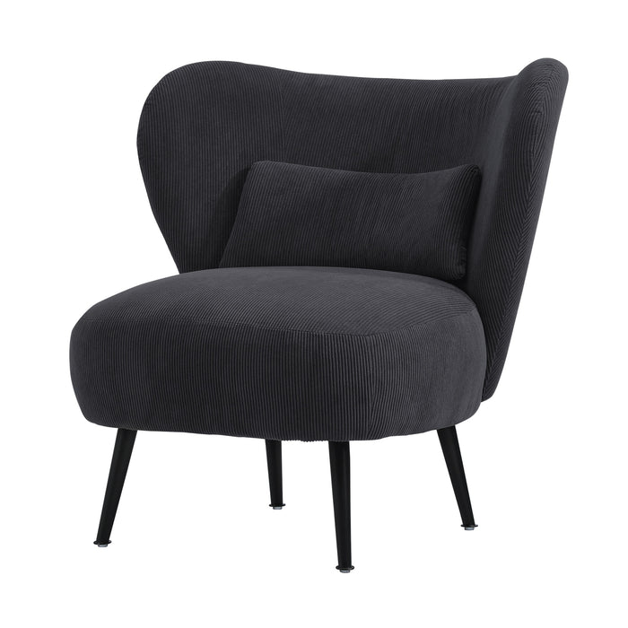 Armchair Lounge Chair With Lumbar Pillow Wingback Velvet Charcoal